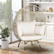 Pemberly Row Patio Oversized Rattan Egg Chair Lounge Basket for Indoor Outdoor