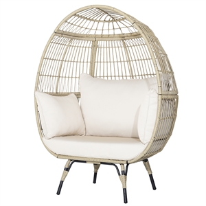 Pemberly Row Patio Oversized Rattan Egg Chair Lounge Basket for Indoor Outdoor