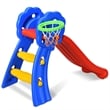 Pemberly Row 2 Step Children Folding Slide w/ Basketball Hoop For Kids