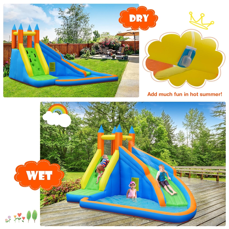 Pemberly Row Inflatable Water Bounce House Castle Splash Pool without Blower
