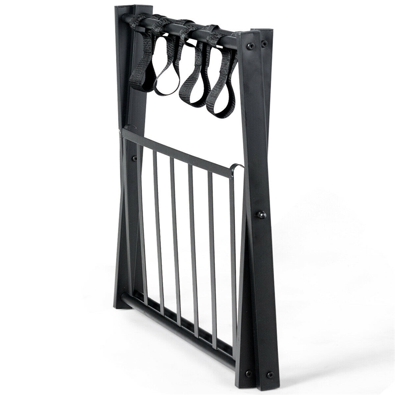 Pemberly Row Set of 2 Folding Metal Luggage Rack Suitcase Shoe Holder Black