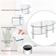 Pemberly Row Tempered Glass Oval Side Coffee Table Shelf Chrome Base Clear