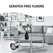 Pemberly Row Tempered Glass Oval Side Coffee Table Shelf Chrome Base Clear
