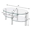 Pemberly Row Tempered Glass Oval Side Coffee Table Shelf Chrome Base Clear