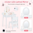 Pemberly Row Vanity Set w/ Lighted Mirror Chair 2 Color LED Lighting Makeup