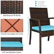 Pemberly Row 7PCS Patio Rattan Dining Set Table Top with Umbrella Hole Turquoise