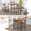Pemberly Row 5 PCS Industrial Dining Table Set with 4 Bar Stools Brown