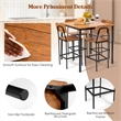 Pemberly Row 5 PCS Industrial Dining Table Set with 4 Bar Stools Brown