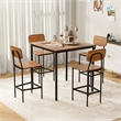 Pemberly Row 5 PCS Industrial Dining Table Set with 4 Bar Stools Walnut