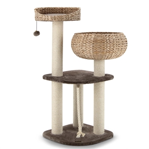 Pemberly Row 41 inch Hand Made Cat Tree Tower Natural Bowl Shaped w/ 2 Perch