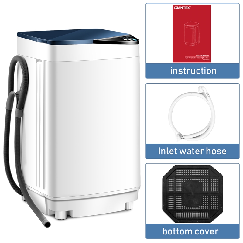 Pemberly Row Full Automatic Washing Machine 7.7 lbs Washer/Spinner UV Light Blue