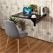 Pemberly Row Wall Mounted Drop Leaf Table Floating Folding Desk Black