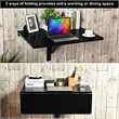 Pemberly Row Wall Mounted Drop Leaf Table Floating Folding Desk Black
