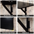 Pemberly Row Wall Mounted Drop Leaf Table Floating Folding Desk Black