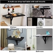 Pemberly Row Wall Mounted Drop Leaf Table Floating Folding Desk Black
