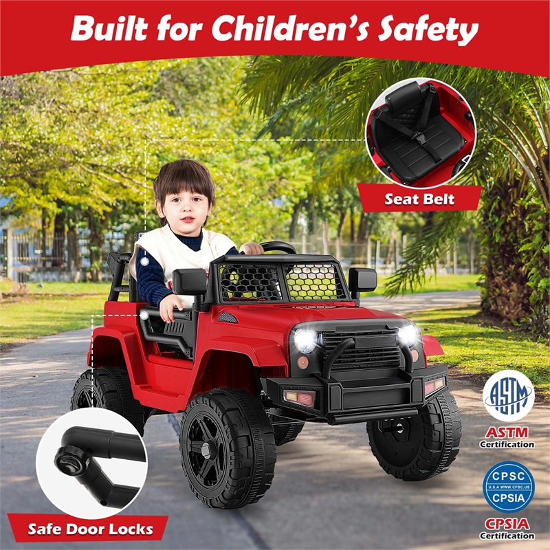 Pemberly Row 12V Kids Ride On Truck Car Electric Vehicle Remote Red