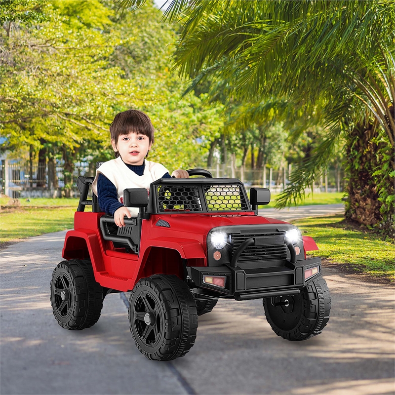 Pemberly Row 12V Kids Ride On Truck Car Electric Vehicle Remote Red