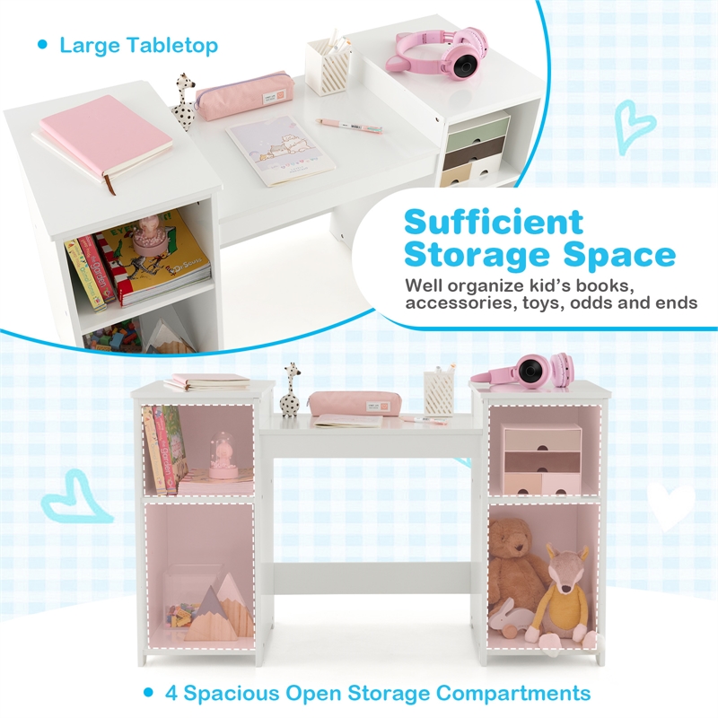 Pemberly Row Vanity 2 in 1 Princess Makeup Desk and Chair Set Safe White