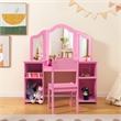 Pemberly Row Vanity 2 in 1 Princess Makeup Desk and Chair Set Safe Pink
