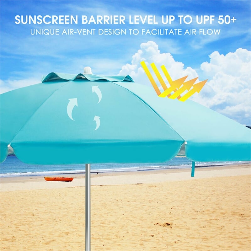 Pemberly Row 6.5FT Patio Beach Umbrella Sun Shade Tilt W/Carry Bag Blue