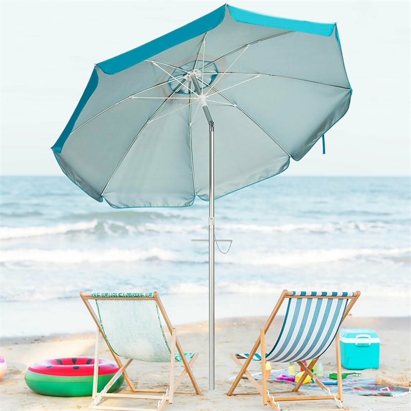Pemberly Row 6.5FT Patio Beach Umbrella Sun Shade Tilt W/Carry Bag Blue