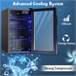 Pemberly Row 120 Can Beverage Refrigerator Wine Soda Drink Cooler Mini Black