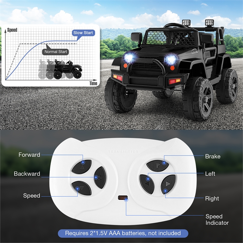 Pemberly Row 12V Kids Ride On Truck Car Electric Vehicle Remote Black