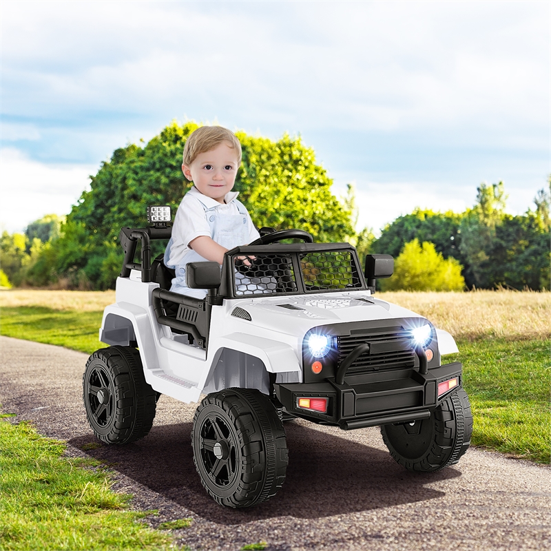 Pemberly Row 12V Kids Ride On Truck Car Electric Vehicle Remote White