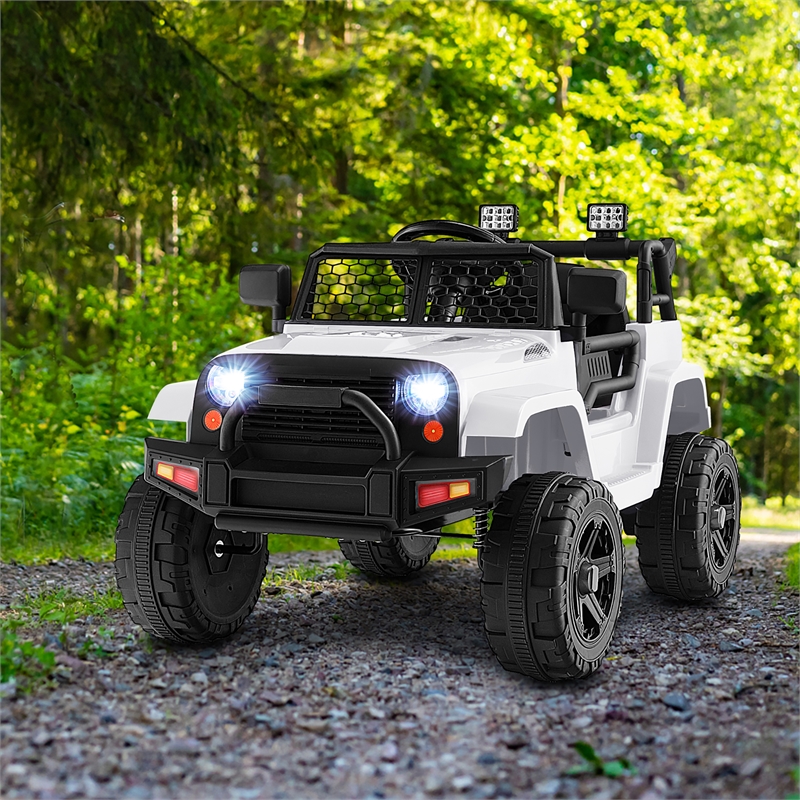 Pemberly Row 12V Kids Ride On Truck Car Electric Vehicle Remote White
