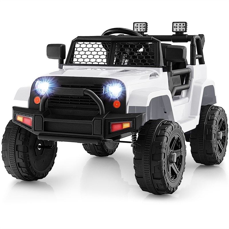 Pemberly Row 12V Kids Ride On Truck Car Electric Vehicle Remote White