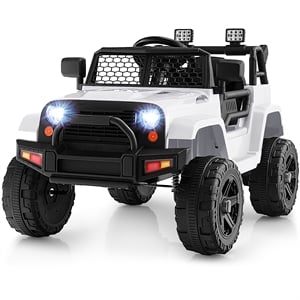 Pemberly Row 12V Kids Ride On Truck Car Electric Vehicle Remote White