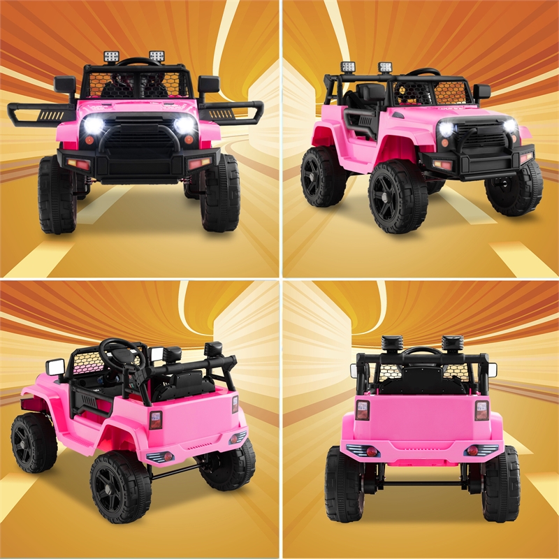 Pemberly Row 12V Kids Ride On Truck Car Electric Vehicle Remote Pink