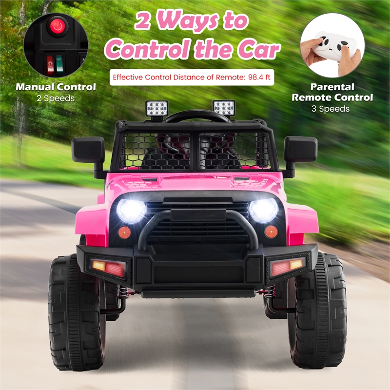 Pemberly Row 12V Kids Ride On Truck Car Electric Vehicle Remote Pink