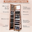 Pemberly Row 64 inch Jewelry Organizer Lockable Jewelry Cabinet Armoire Brown