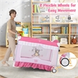 Pemberly Row Portable Baby Crib Cradle Bassinet Changing Pad Mosquito Net Pink
