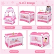 Pemberly Row Portable Baby Crib Cradle Bassinet Changing Pad Mosquito Net Pink