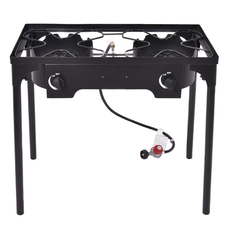Pemberly Row Double Burner Gas Cooker Outdoor Picnic Stove Stand BBQ Grill
