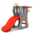 Pemberly Row Children Climber Slide Set w/ Basketball Hoop and Telescope Toy