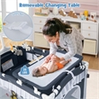 Pemberly Row Portable Baby Crib Cradle Bassinet Changing Pad Mosquito Net Gray