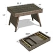 Pemberly Row Patio Folding Wicker Side Coffee Table Poolside Garden Lawn Bistro