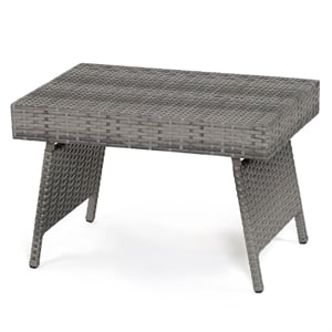 Pemberly Row Patio Folding Wicker Side Coffee Table Poolside Garden Lawn Bistro