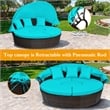 Pemberly Row Patio Rattan Daybed Cushioned Sofa Table Top Canopy Turquoise