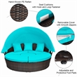 Pemberly Row Patio Rattan Daybed Cushioned Sofa Table Top Canopy Turquoise