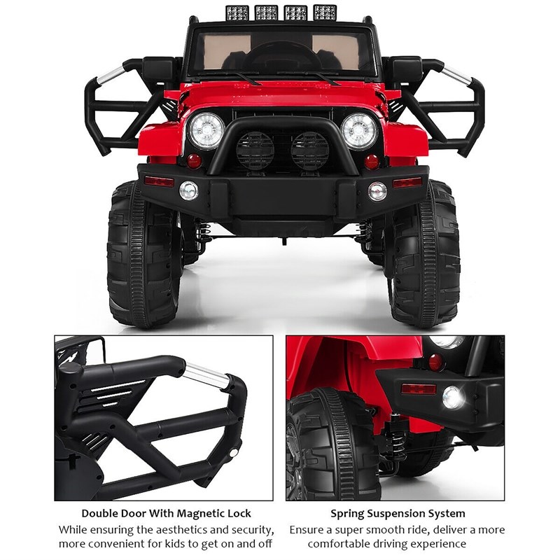 Pemberly Row 12V Kids Ride On Truck Car w/ Remote Control MP3 Music LED Lights