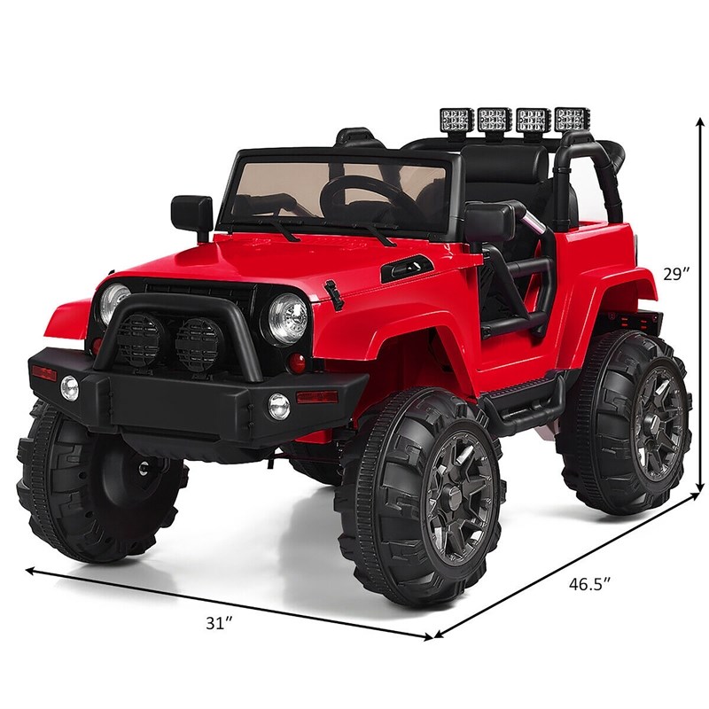 Pemberly Row 12V Kids Ride On Truck Car w/ Remote Control MP3 Music LED Lights