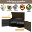 Pemberly Row 88 Gallon Garden Patio Rattan Storage Container Box Bin Shelf Black