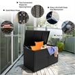 Pemberly Row 88 Gallon Garden Patio Rattan Storage Container Box Bin Shelf Black