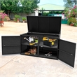 Pemberly Row 88 Gallon Garden Patio Rattan Storage Container Box Bin Shelf Black