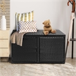 Pemberly Row 88 Gallon Garden Patio Rattan Storage Container Box Bin Shelf Black