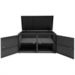 Pemberly Row 88 Gallon Garden Patio Rattan Storage Container Box Bin Shelf Black